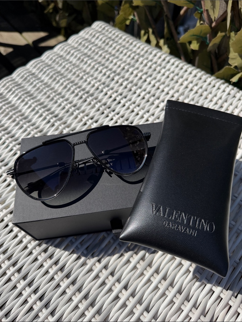 Authentic Valentino Garavani Black Aviator Sunglasses with Branded Pouch